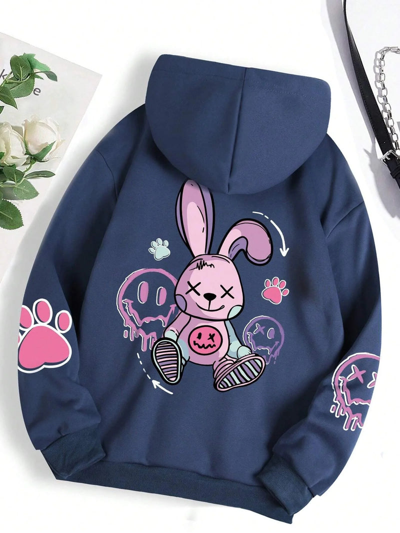 Hip Hop Street Casual Printed Female Hoodies Fashion Hoodie Oversize Loose New Sweatshirts Autumn Warm Fleece Clothing