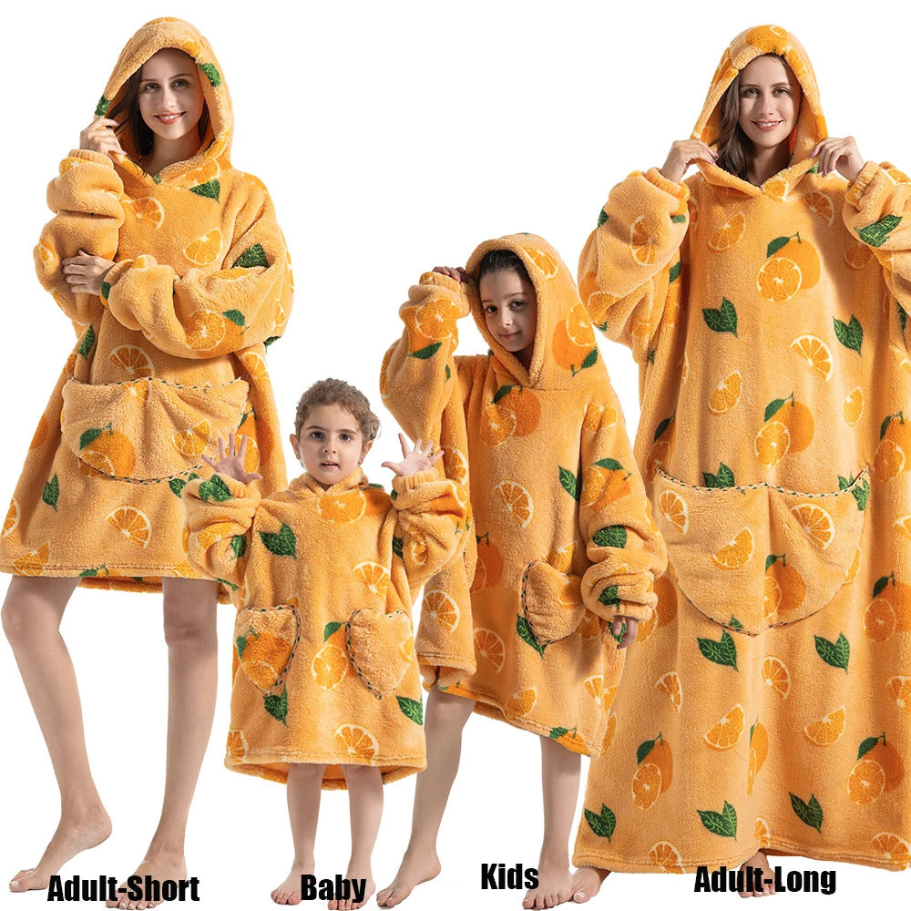 Winter Hoodies Sweatshirt Women Men Pullover Fleece Giant TV Oversized Blanket with Sleeves Adult Halloween Pumpkin Clothing