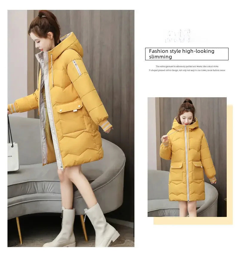 Winter Corduroy Cotton Clothes Women Medium Length Loose Student Cotton Gloves Outdoor Coat Urban Style Adult