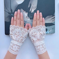 Women Fake Arm Sleeves with Short Tassels White and Black Pleated Cuff Beautiful Lace Accessories Outdoor Embellishments