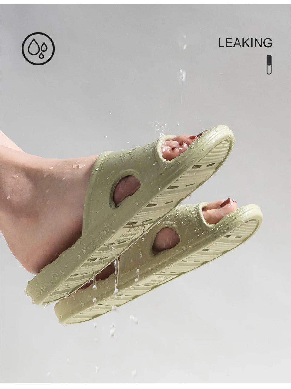 Feslishoet Unisex EVA Non Slip Soft Bottom Leaking Shower Man Woman Home Slippers Punching Bathroom Quick Drying Slipper