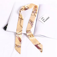 New Print Flower Small Scarf for Women Handle Bag Ribbons Brand Fashion Head Scarf Small Long Skinny Scarves Wholesale Headbands