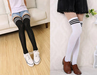 Black White Striped Long Socks Women Sexy Over Knee Thigh High Socks Over The Knee Stockings Ladies Girls Warm Long Tube Socks