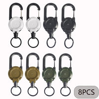 1/2/4/8pcs Extendable Retractable Holders Keychain Badge Reels Heavy Duty Clip With Carabiner Key Chain For Men Outdoor Bags