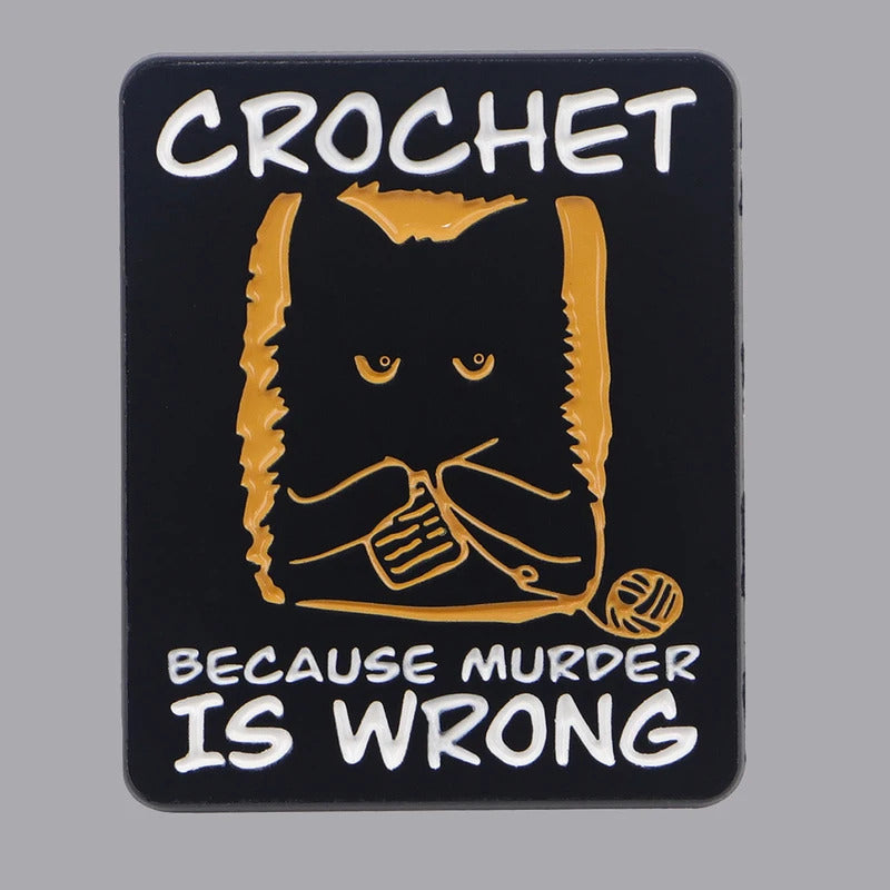 Black Cat Crochet Enamel Pin Funny Brooch Pines Lapel Pins Badge on Backpack Clothing Accessories Animal Jewelry Friends Gifts