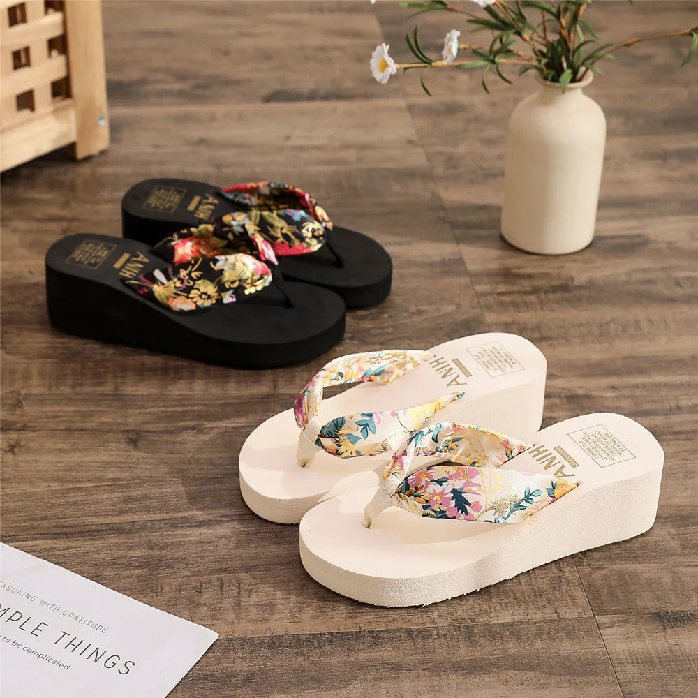 2024 Fashion Women Flip Flops Summer Beach Platform Slippers Casual Outside Wedges Sandals Summer Women Shoes