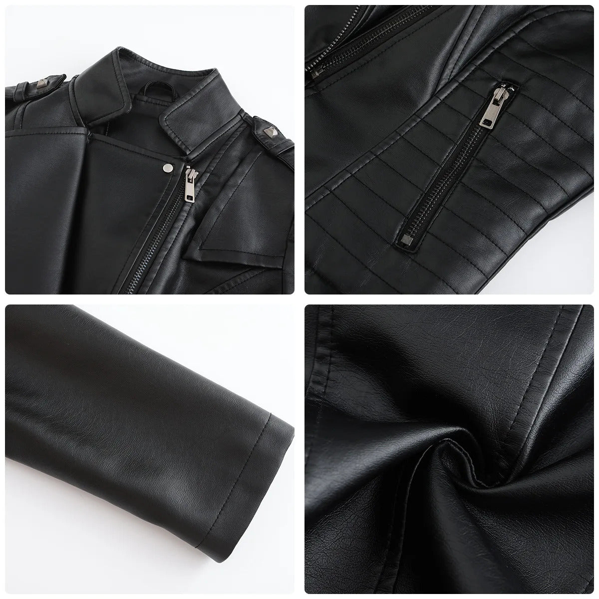 Leather coat  spring women leather jacket slim motorcycle clothing  Zipper fashion jackets and coats black high-quality clothing