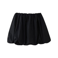 DUOPERI Women Fashion Solid Mini Balloon Skirt High Elastic Waist Female Chic Lady Casual Y2K Short Skirt