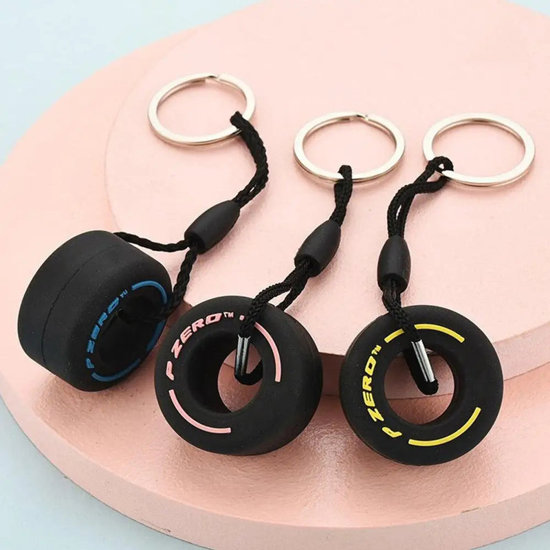 Luxury Mini F1 Racing Tire Keychain Car Key Accessories PVC Tyre Pendant Bag Charm Men's Gadgets Gifts For Friends Car Lovers