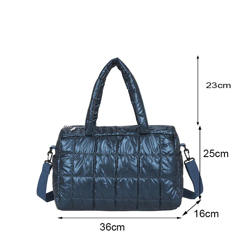 Yogodlns Luxury Space Padded Cotton Handbag Big Capacity Shoulder Bag Waterproof Nylon Bag Travel Down Crossbody Bag Purse Bolsa