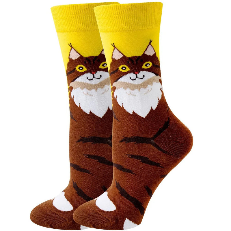 New Fashion Colorful Funny Happy Casual Women Socks Dress Harajuku Cute Animal Cartoon Men's Socks