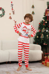 New Christmas family home dress Christmas Deer Snowman family suit red and white stripes patchwork printed pyjamas two-piece set