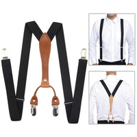 Fashion Suspenders for Men Women 2.5cm Wide X-back 4 Clips Adjustable Elastic Trouser Braces Straps Gifts for Dad Husband