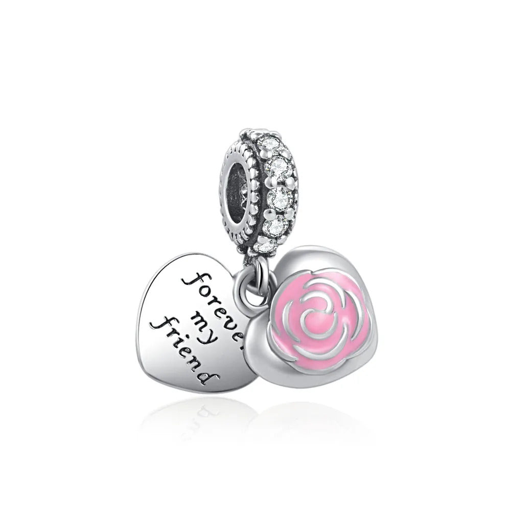 Europe 925 Silver Family Charm Fit Original Bracelet Jewelry Pendant Boy Girl Sparkling Mom Bead Sisters Pandora Dangle Plated