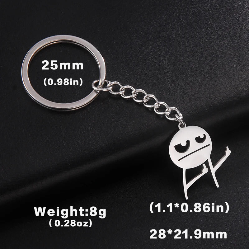 Teamer Funny Middle Finger Stickman Keychain 2024 Cute Trend School Bag Car Key Pendant Couple New Trinket Gift Keyring