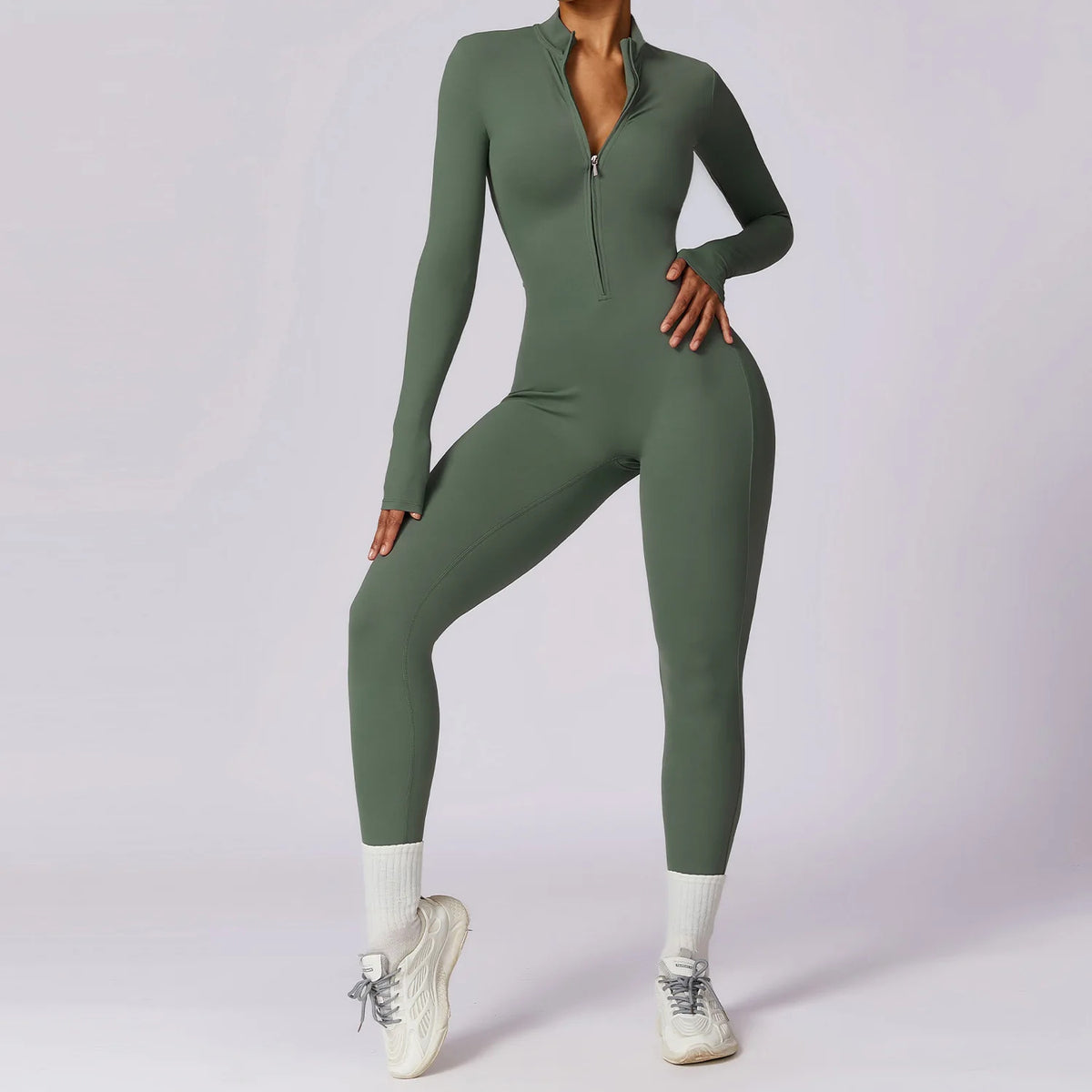 Winter Autumn Women's One-piece Yoga Jumpsuit leggings Long-sleeved Warm ski Overalls Outerwear High Elastic Cycling Bodysuit