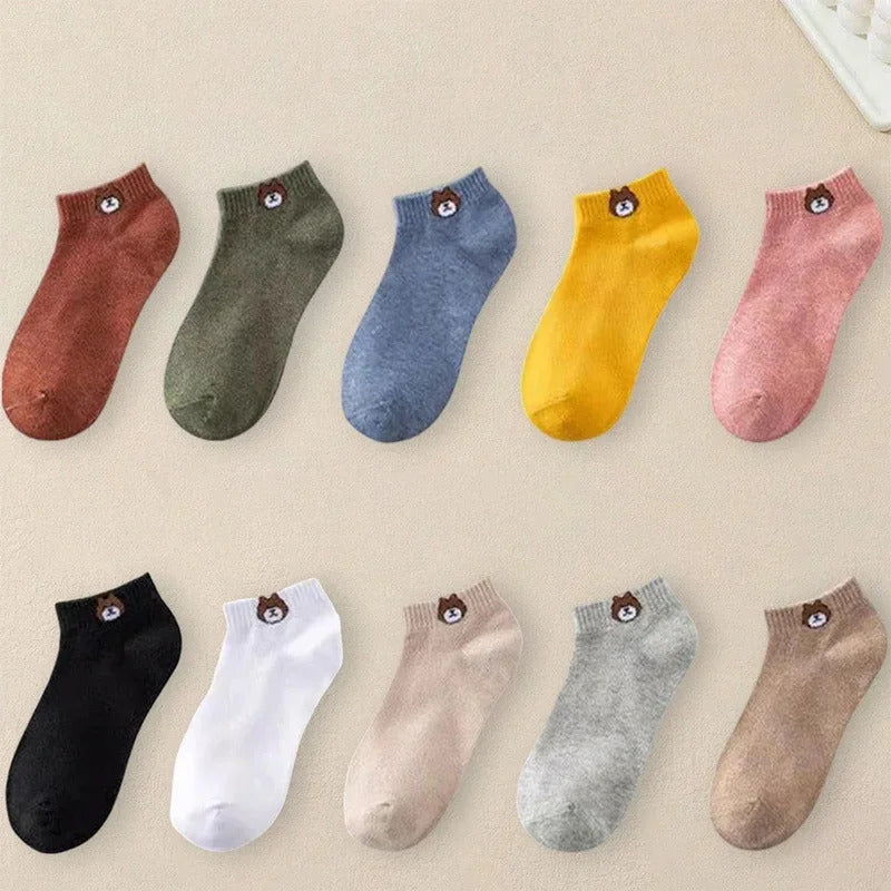 10 Pairs Women Cartoon Patterned Socks Trendy And Fashionable Versatile Socks Lightweight Breathable Comfortable Casual Socks