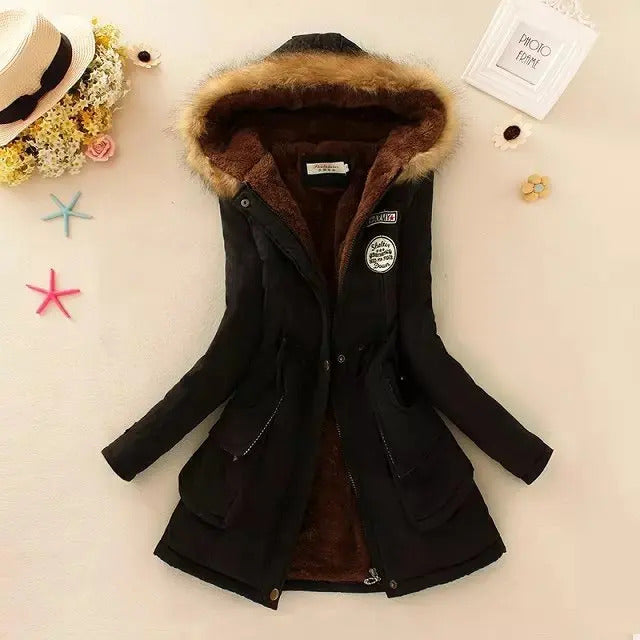 2023 New Autumn Winter Women Cotton Jacket Padded Casual Slim Coat Emboridery Hooded Parkas Wadded Warm Overcoat Fashion Parkas