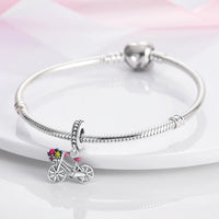 Silver Plated Travel Sunflower Lucky Charms Fit Original Pandora Bracelet Dangle Pendant DIY