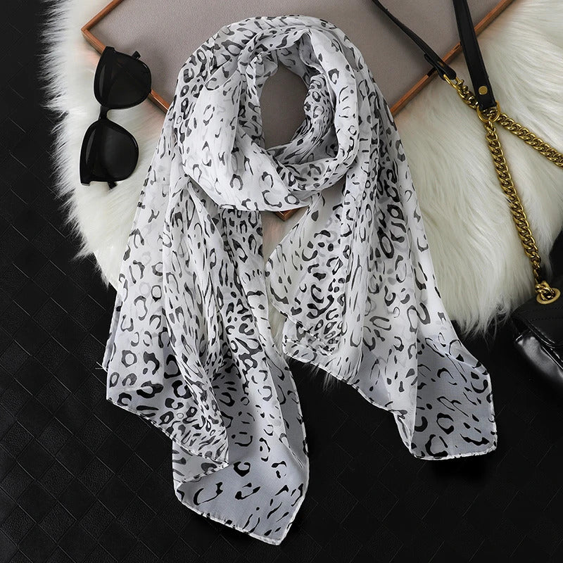 2024 New Print Chiffon Scarf Shawl Women Sunscreen Silk Scarf Turban Long Wrap Beach Travel Outdoor Accessories Trendy Headband