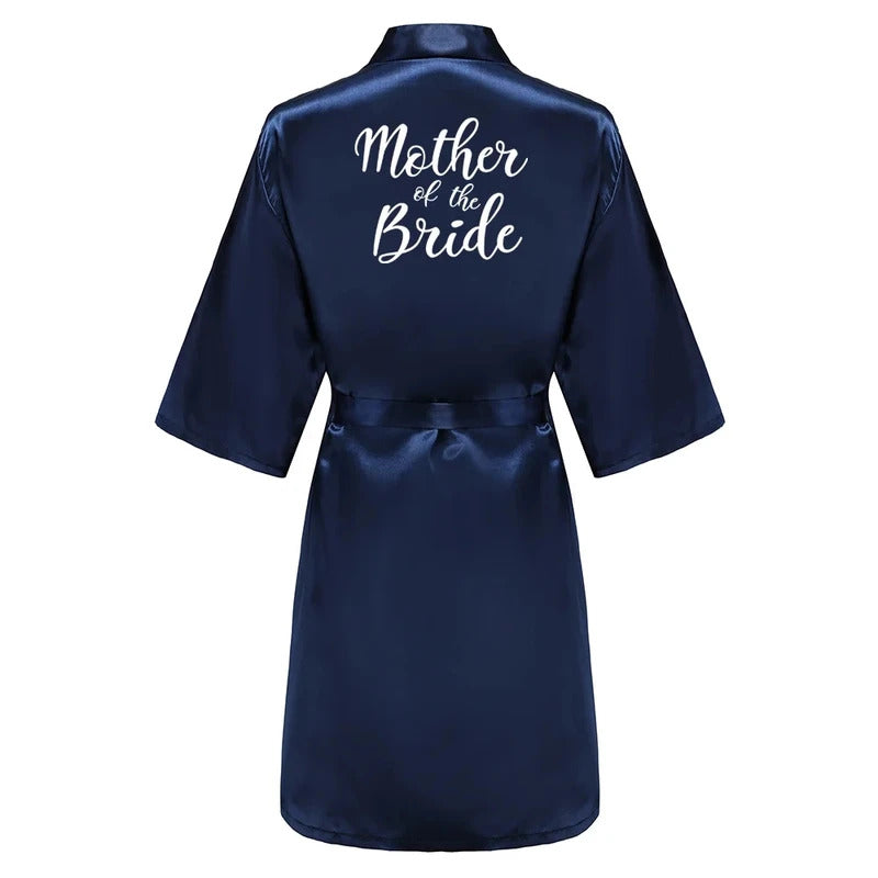 Satin Silk Robes Plus Size Wedding Bathrobe Bride Bridesmaid Mother Maid of Honor Gown Women Clothing Sleepwear Navy Blue