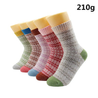 5 Pairs Winter Warmer Women Thicken Thermal Wool Cashmere Snow Socks Fashion Casual Euramerican National Wool Socks for Women