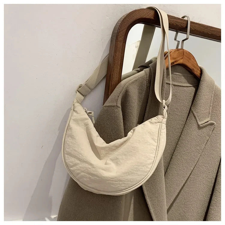 Casual Nylon Hobos Crossbody Bag for Women Shoulder Bag Woman Half Moon Chest Bags Tote Lady Travel Shopper Bag Female Purses