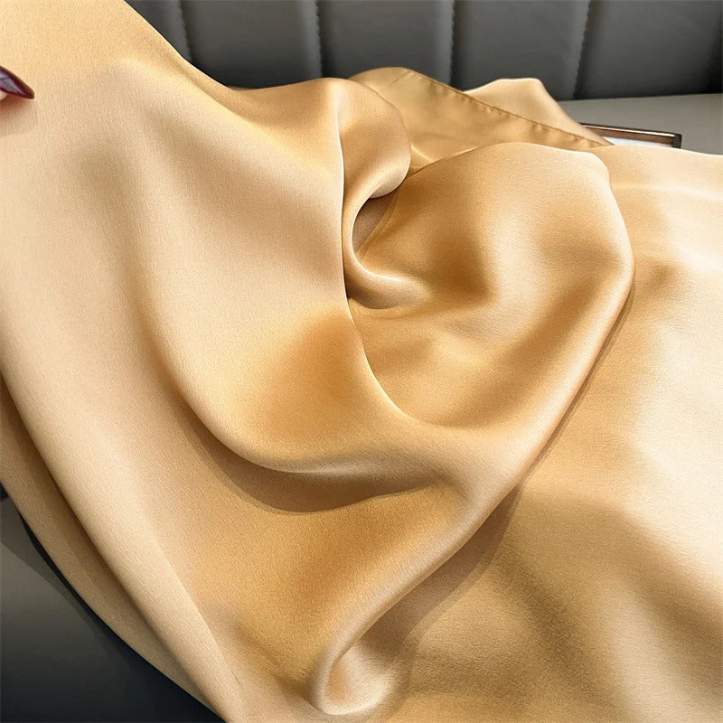 Foulard Silk Scarf Shawls Lady Bufanda Elegant Solid Scarves Women Sping Pashmina Hijab Wraps Female Beach Stoles 2024 Luxury