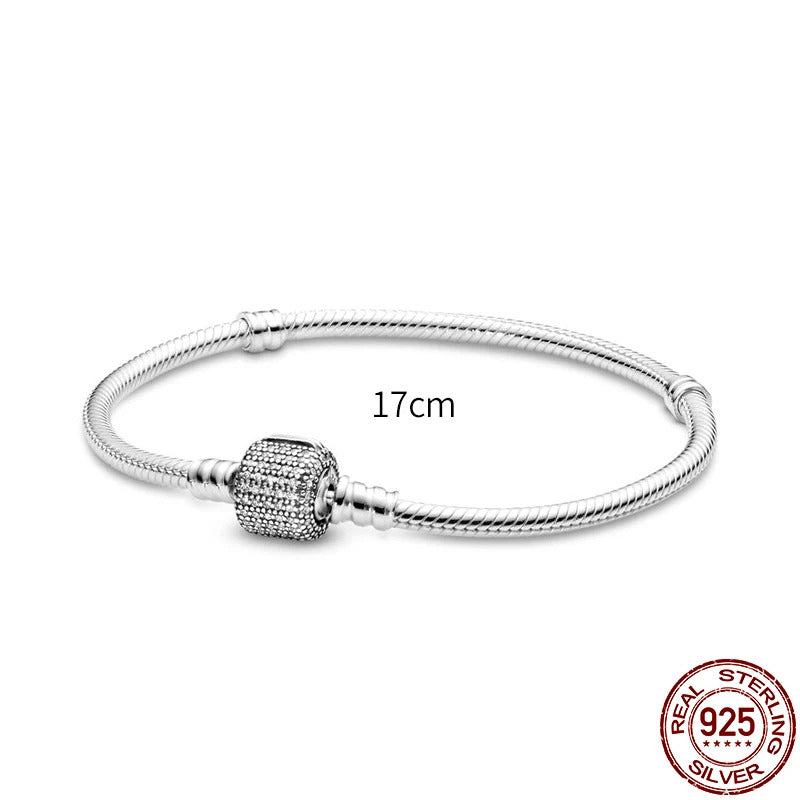 New in 925 Sterling Silver Snake Chain Charm Bracelet Fits Original 925 Pendant Charm BeadS For Women Heart Bracelets Jewelry