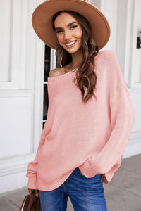 Green Oversize Knitted Drop-shoulder Sleeve Sweater