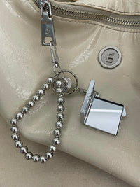 Metal Key Chain with Heart Shaped Mirror y2k Style Bag Pendant Sweet Cool Trendy Fashion Pendant