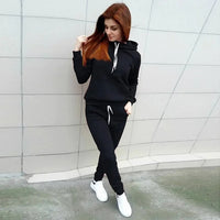 Plus Size 2024 Autumn/winter New Women's Sweatshirt Cap Sportsuit Fleece Lining European American Style Casual Clothing Sets