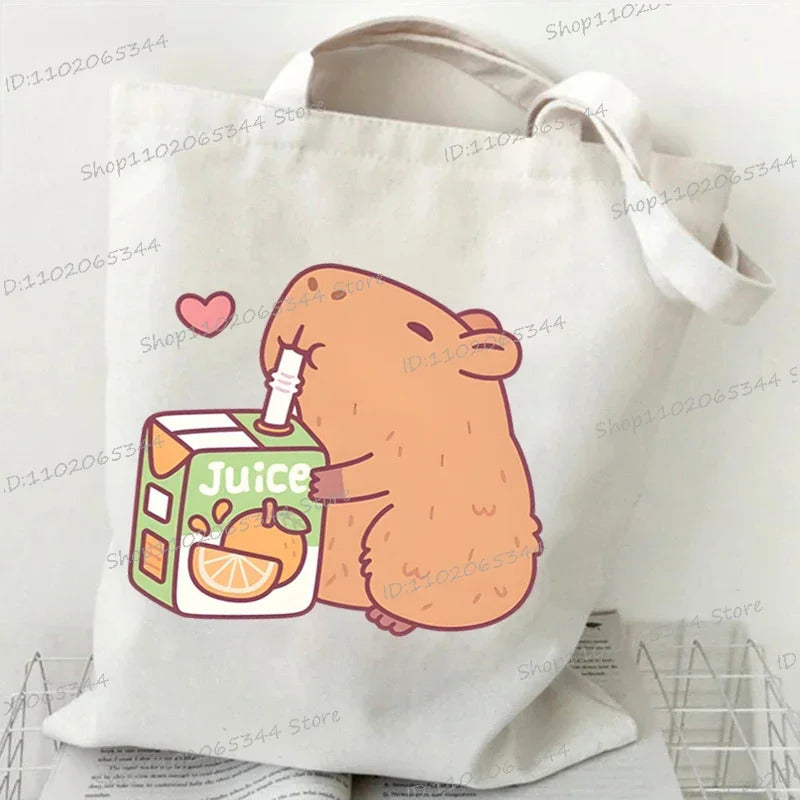 Bobo Tea Capybara Graphics Women Handbags Harajuku Animal Shoulder Bag Fashion Cartoon Tote Shopping Bag Side Bag for Ladies