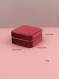 Velvet Jewelry Box For Women Geometric Sqaure Jewelry Storage Case Necklace Ring Earrings Travel Portable Zipper Boxes