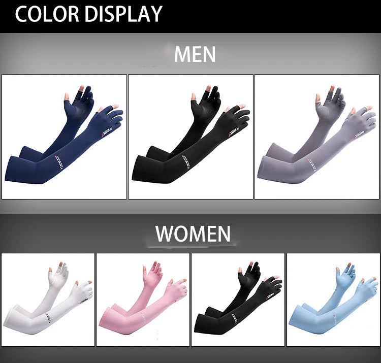 UV Solar Arm Sleeves Women Men Summer Cycling Long Sleeves Anti-Sunburn Cuff Breathable Fishing Arm Warmers Cover Gloves Driving