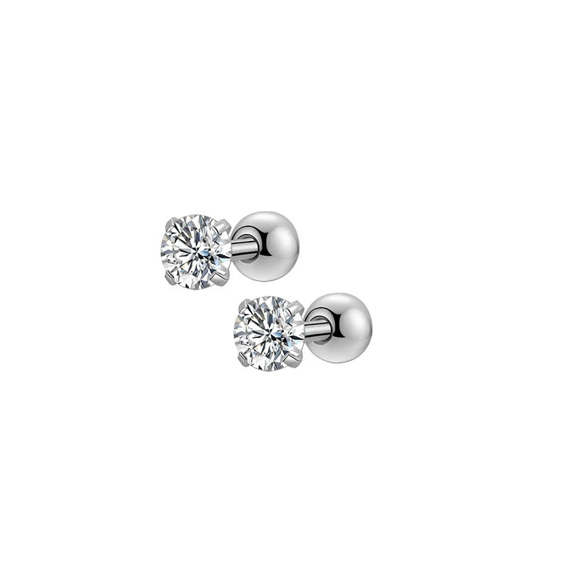 1/ 6 Pairs Hypoallergenic Screwback Earrings for Women Girls, 316L Stainless Steel Cute CZ Screw Back Earring Studs Set 20G