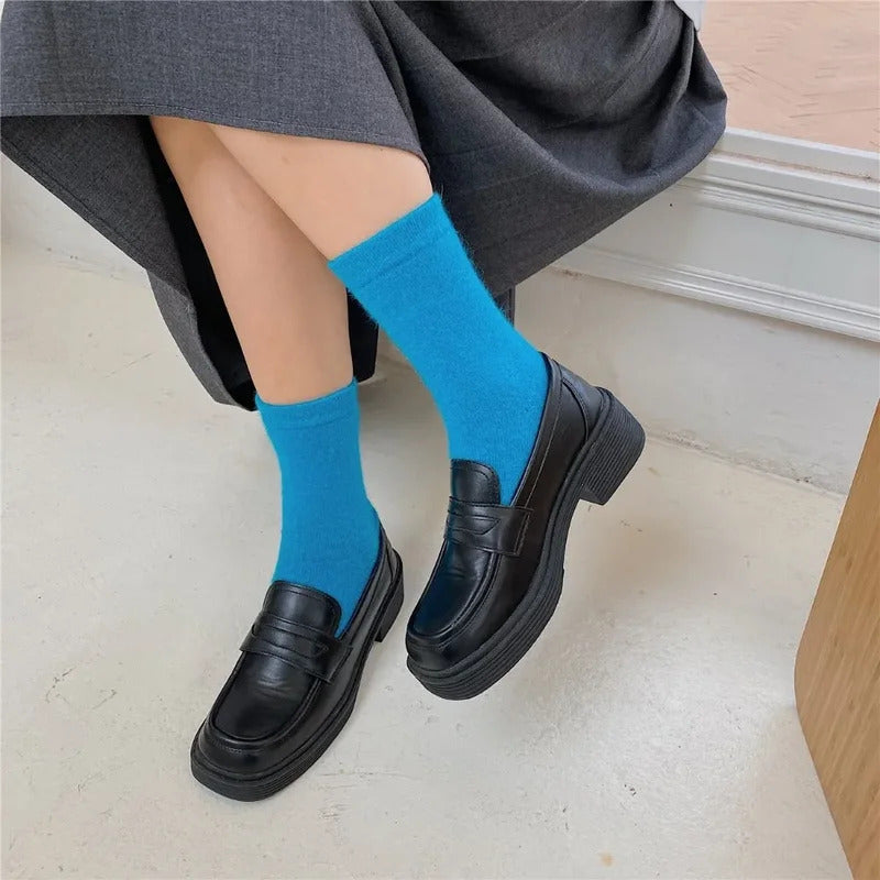 Winter Thicken Warm Long Socks Rabbits Hair Women's Socks Solid Thermal Cashmere Harajuku Crew Sock News Fashion Japanese Kawaii