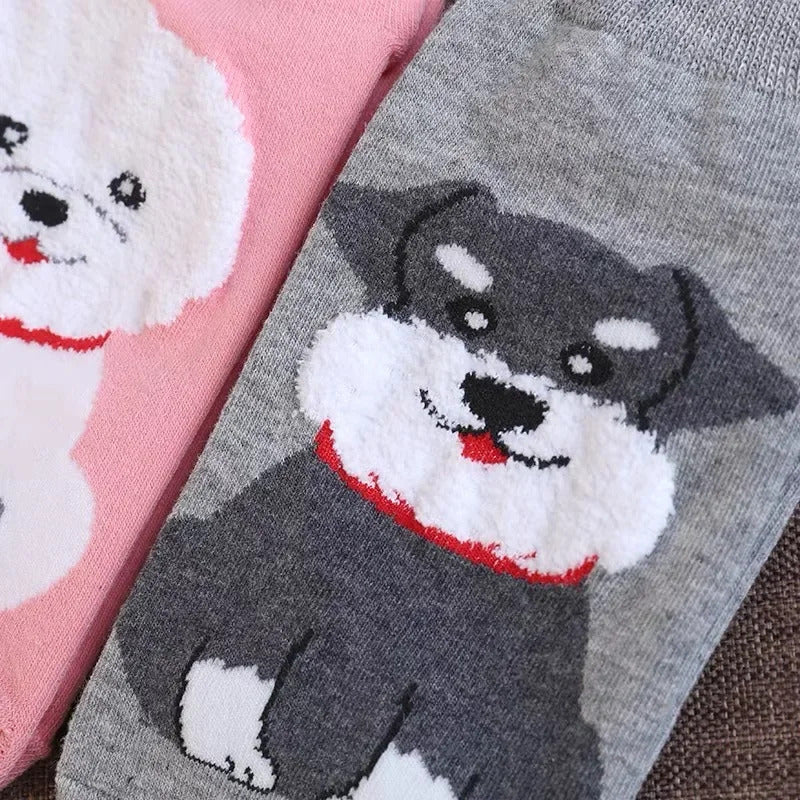 1-5Pairs Cotton Short Sock Cartoon 3D Cat Puppy Dog Animal Socks Harajuku Kawaii Women Girls Anklet Socks Breathable Casual Sox