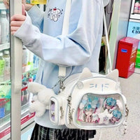 Fashion College Style Female Small Ita Bag Cat Backpacks for Women Leather Casual Lolita Jk Harajuku Shoulder Bag