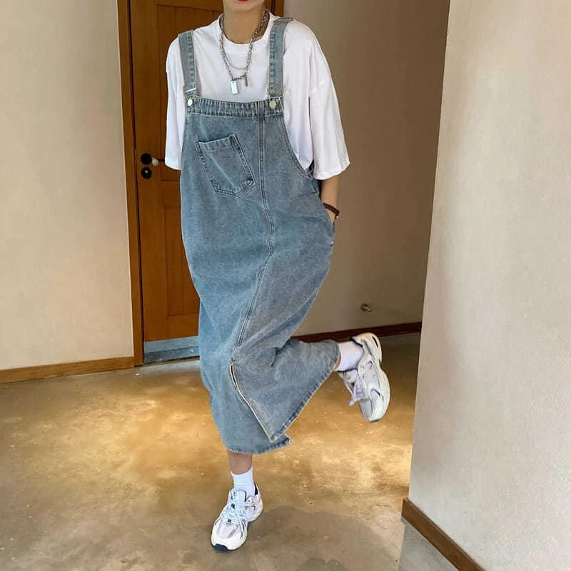 Spring Summer Denim Overall Dress Women Sleeveless Jeans Dresses Fashion Female Solid Slip Casual Loose Spaghetti Strap Dresses