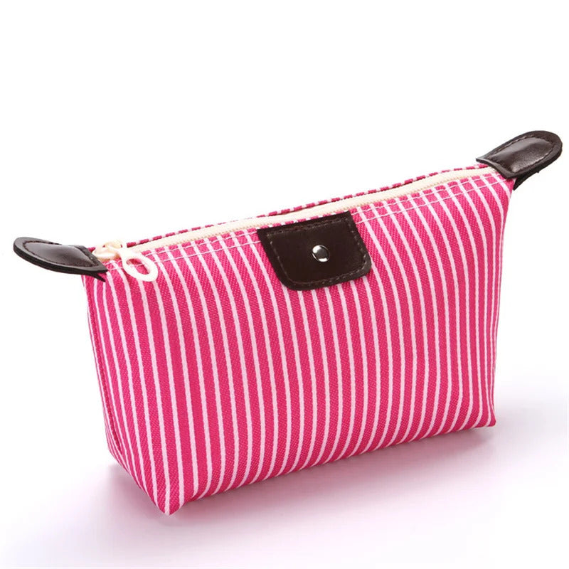 Fashion Striped Dumpling Makeup Bag Folding Wash Bags Bath Handbag Travel Purse