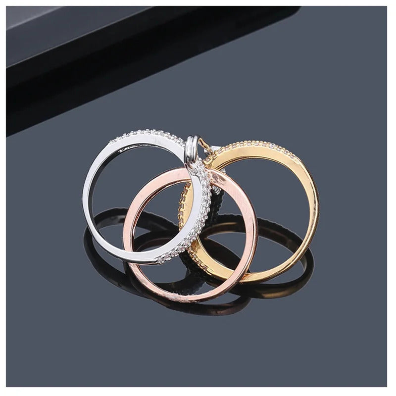 Fashion Pin Connection Three Layers Designer Fashion Ring for Women Valentine's Day Gift Jewelry R7393