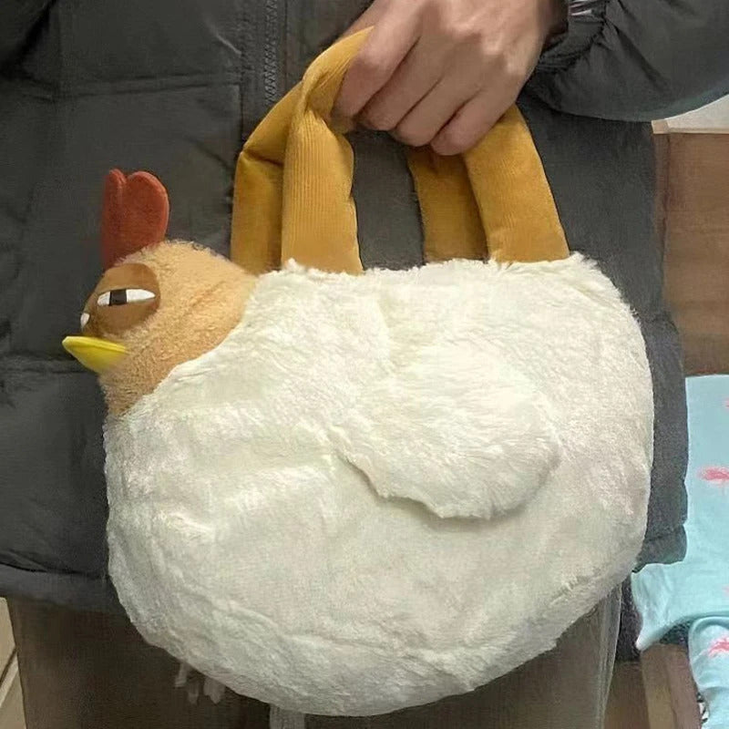 Internet celebrity big rooster plush handbag, cute large-capacity bag, creative fashion storage bag, personalized small bag