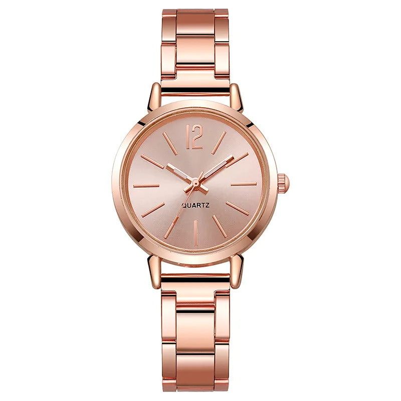 2pcs Set Watch Luxury Women Simple Dial Hollow Strap Fashion Gold Bracelet Quartz Wristwatch Student Ladies Watches Reloj Mujer