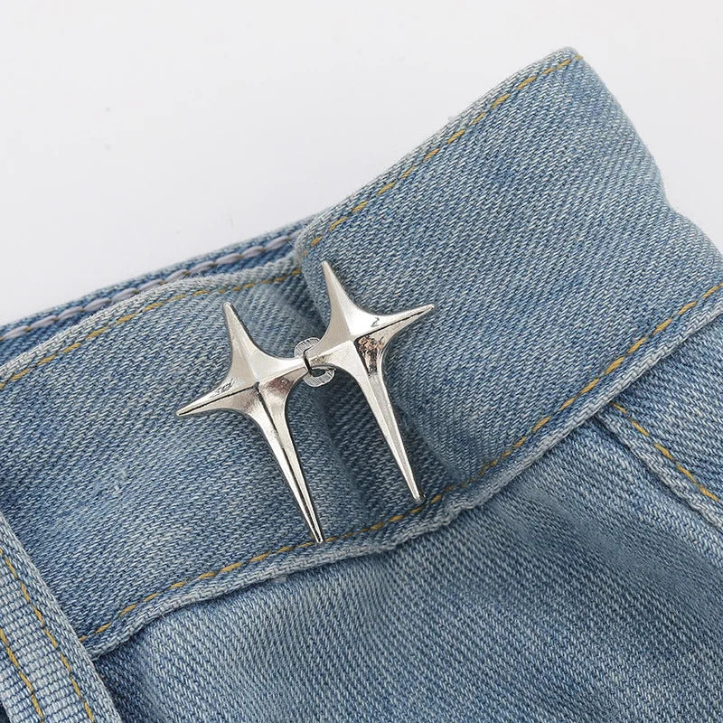 4Set Cross Star Metal Jeans Button Snaps Detachable Pants Clips Buttons Pins DIY Waist Tightener Clothing Buckles Sewing Tools