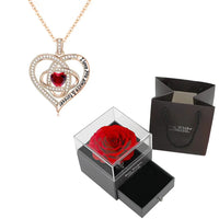 Luxury Red Zircon Pendant Necklaces With Rose Flower Gift Box For Girlfriend Women I Love You Gifts 2024 Trendy Wedding Jewelry