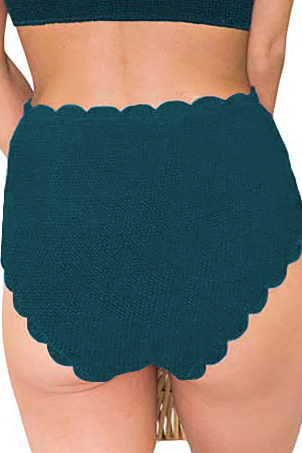 Green Scalloped Edge High Waist Bikini Panty