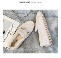 Luxury Sheep Fur Lined Loafers Women Lambswool Shoes Ladies Winter Slip On Furry Flats Cotton Wool Mocasine Femme Barefoot Boots