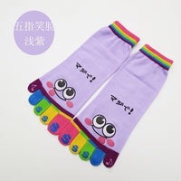 Cute Casual Five-toed Crew Finger Show Funny Short Cartoon Cotton Smiley Bear Socks