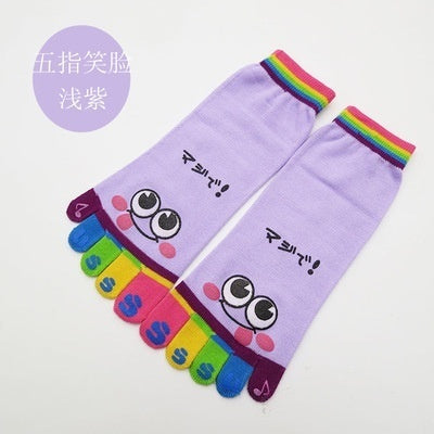 Cute Casual Five-toed Crew Finger Show Funny Short Cartoon Cotton Smiley Bear Socks